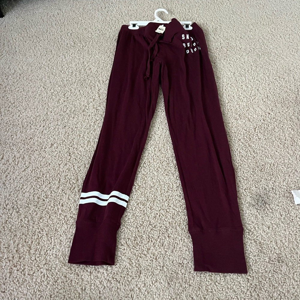 Snooze before dudes Maroon Lounge Pants with White Stripes never worn
